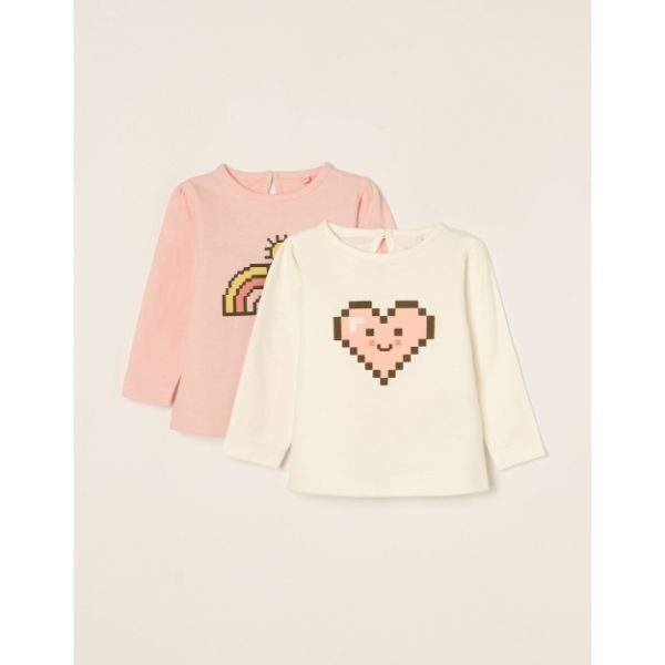 Μπλουζάκια βρεφικά για κορίτσι 2pack λευκό-ροζ ZIPPY ZNGAP0303_22004