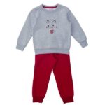 Σετ φόρμες φούτερ για κορίτσι σε χρώμα γκρί-κόκκινο funky 223-717107-2