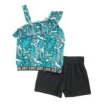 Σετ σορτς για κορίτσι σε χρώμα λευκό allover-μαύρο FUNKY 123-524128-1