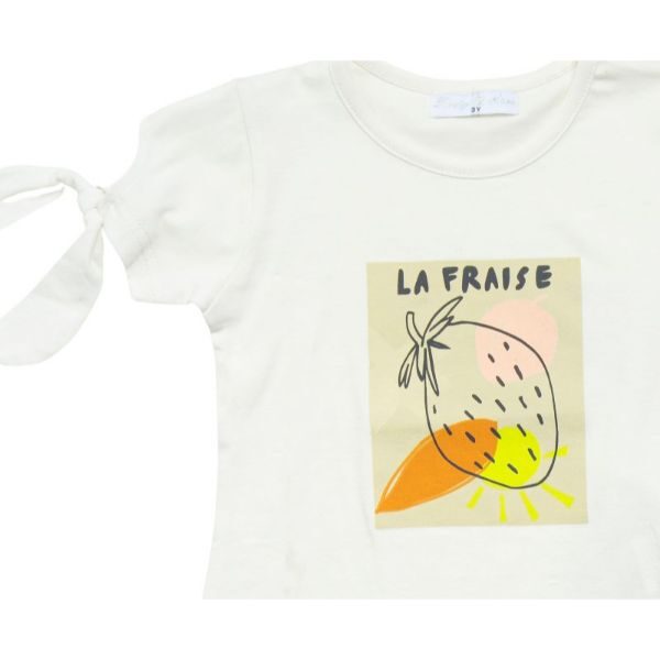 Σετ μπλουζ/μα-κολάν κάπρι για κορίτσι σε χρώμα εκρού-ανθρακί FUNKY 123-719112-1