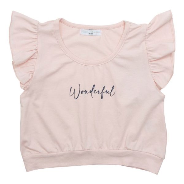 Μπλούζα κοντομάνικη κοντή για κορίτσι σε χρώμα ροζ FUNKY 123-505102-2