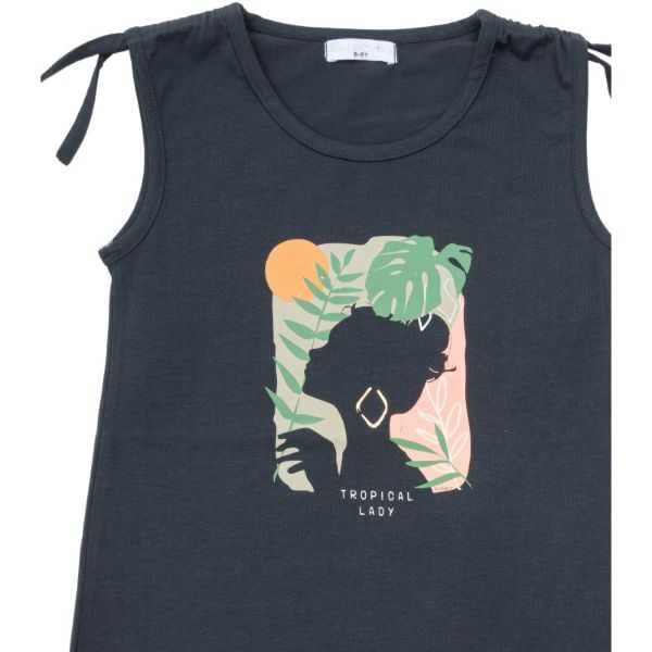 Σετ μπλούζα-κολάν για κορίτσι σε χρώμα ανθρακί-μπεζ FUNKY 123-520105-1