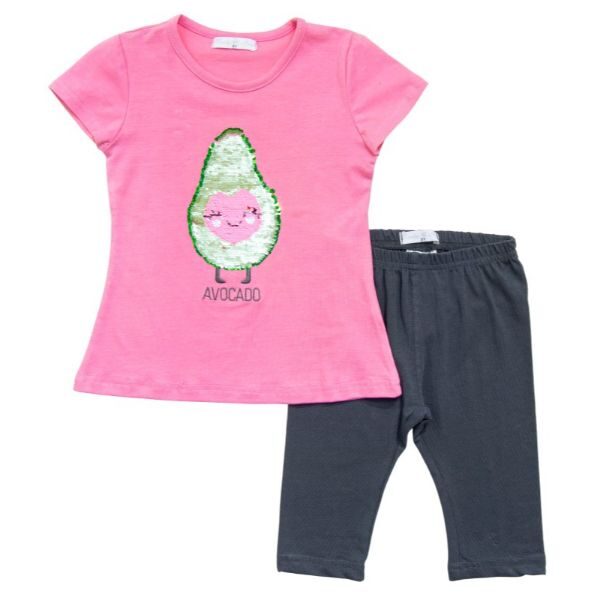 Σετ μπλουζ/μα-κολάν για κορίτσι σε χρώμα ροζ-ανθρακί FUNKY 123-719104-1