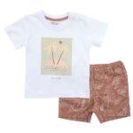 Βρεφικό σετ καλοκαιρινό για αγόρι λευκό-ανοιχτό κεραμιδί FUNKY 123-804105-1