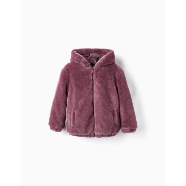 Παλτό από συνθετική γούνα με κουκούλα για κορίτσια μωβ ZIPPY ZKGAP0102_23011