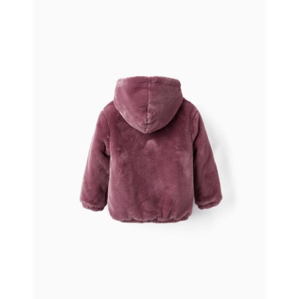 Παλτό από συνθετική γούνα με κουκούλα για κορίτσια μωβ ZIPPY ZKGAP0102_23011