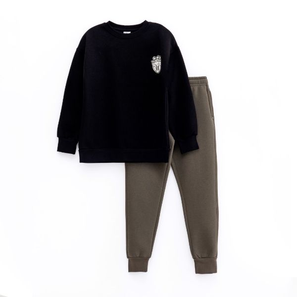 Σετ φόρμες φούτερ για αγόρι σε χρώμα μαύρο-χακί funky 224-117160-1