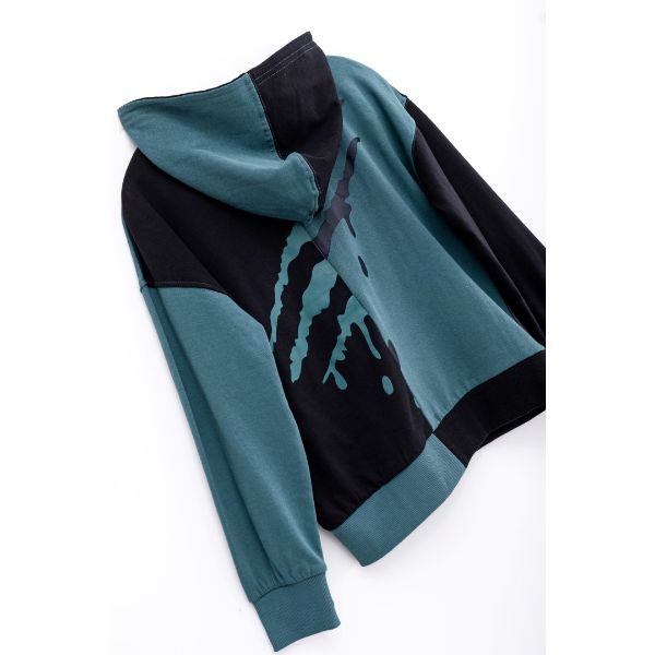 Μπλούζα φούτερ μακρυμάνικη για αγόρι σε χρώμα μαύρο-πράσινο FUNKY 224-192103-1