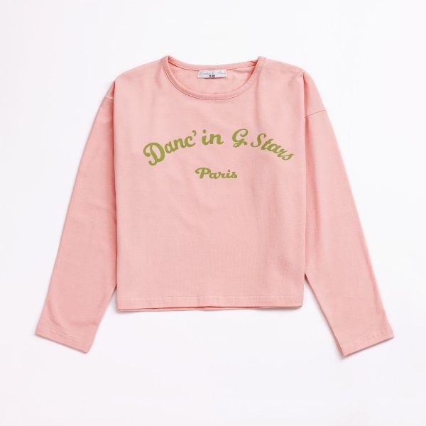 Μπλούζα μακρυμάνικη για κορίτσι σε χρώμα nude ροζ funky 224-506105-1