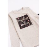 Σετ μπλουζοφόρεμα-κολάν για κορίτσι σε χρώμα εκρού μελανζέ-ανθρακί funky 224-521124-2