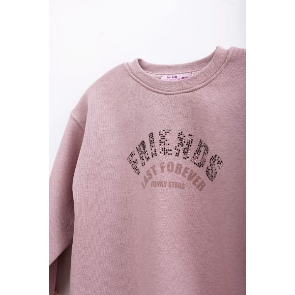 Σετ φόρμες φούτερ για κορίτσι σε χρώμα παλ ροζ 224-717127-1