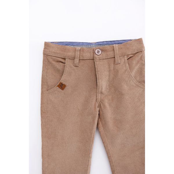 Βρεφικό παντελόνι κοτλέ για αγόρι σε χρώμα ανοιχτό καφέ Funky 224-811103-1