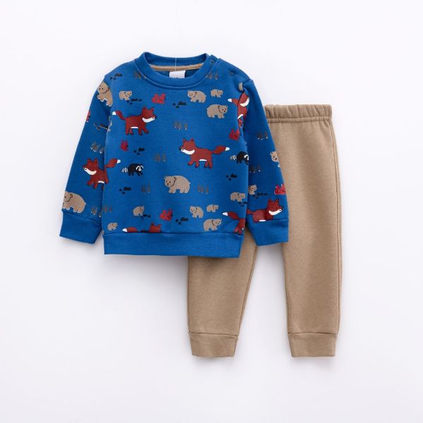 Βρεφικό σετ φόρμες για αγόρι σε χρώμα μπλε ραφ allover-sand funky 224-817100-2