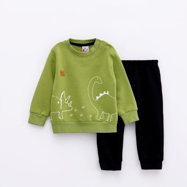 Βρεφικό σετ φόρμες για αγόρι σε χρώμα ανοιχτό πράσινο-μαύρο funky 224-817109-1