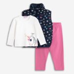 Βρεφικό σετ 3τμχ αμάνικο-μπλούζα-κολάν για κορίτσι μπλε-εκρού-ροζ Funky 225-995103-1