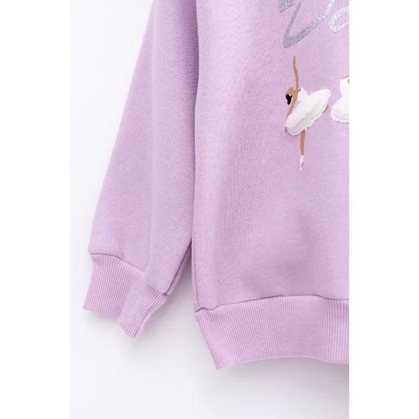 Μπλούζα φούτερ μακρυμάνικη για κορίτσι σε χρώμα παλ μοβ FUNKY 224-792102-1