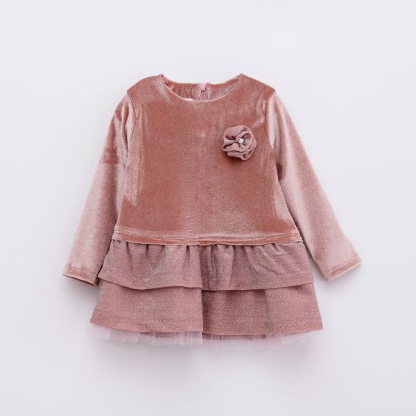 Βρεφικό φόρεμα βελουτέ για κορίτσι σε χρώμα ροζ Funky 224-929108-1