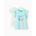 Zippy 2pack βρεφικές μπλούζες aqua-λευκό για κορίτσι ZBGAP0303_24027