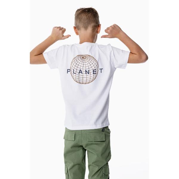 Μπλούζα μακό κοντομάνικη για αγόρι σε χρώμα λευκό FUNKY 124-105132-3