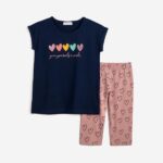 Σετ μακό μπλουζοφόρεμα-κολάν κάπρι για κορίτσι σε χρώμα μπλε-σάπιο μήλο FUNKY 124-520105-1