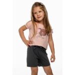 Σετ μακό βερμούδα για κορίτσι σε χρώμα ροζ-ανθρακί FUNKY 124-730101-1