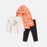 Βρεφικό σετ 3τμχ μπουφάν αντιανεμικό για κορίτσι εκρού-σομόν-ανθρακί FUNKY 124-995102-1