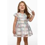 Φόρεμα καλοκαιρινό για κορίτσι εκρού-ροζ-γαλάζιο Funky 124-729102-1