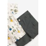 Βρεφικό σετ σταθερό καλοκαιρινό για αγόρι χρώμα εκρού-χακί FUNKY 124-804103-1