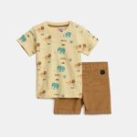 Βρεφικό σετ σταθερό καλοκαιρινό για αγόρι χρώμα σκούρο μπεζ-καφέ FUNKY 124-822103-1