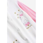 Βρεφικό φορμάκι βελουτέ μακρυμάνικο για κορίτσι σε χρώμα εκρού-ροζ Funky 225-060104-1