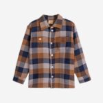 Πουκάμισο βαμβακερό μακρυμάνικο για αγόρι σε χρώμα καφέ-μπεζ-μπλε καρό Funky 225-308104-1