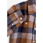 Πουκάμισο βαμβακερό μακρυμάνικο για αγόρι σε χρώμα καφέ-μπεζ-μπλε καρό Funky 225-308104-1