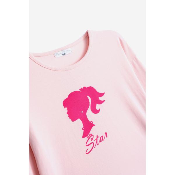 Μπλούζα μακό μακρυμάνικη Barbie για κορίτσι σε χρώμα ανοιχτό ροζ Funky 225-506106-1