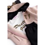 Σετ 3τμχ ζακέτα-μπλούζα-κολάν για κορίτσι ροζ πούδρα-εκρού-μαύρο Funky 225-795101-1