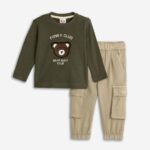 Βρεφικό σετ παντελόνι cargo για αγόρι σε χρώμα χακί-μπεζ Funky 225-822107-1