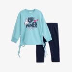 Σετ μπλουζοφόρεμα-κολάν για κορίτσι σε χρώμα τιρκουάζ-μπλε Funky 225-721114-2