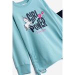 Σετ μπλουζοφόρεμα-κολάν για κορίτσι σε χρώμα τιρκουάζ-μπλε Funky 225-721114-2