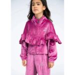 Σετ φόρμες βελουτέ ζακέτα για κορίτσι σε χρώμα μωβ Minimo MI36020-00441