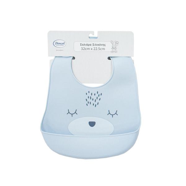 Σαλιάρα Σιλικόνης με Κουμπί & Τσέπη Sky Blue Dimcol 31410702001