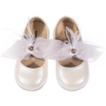 Βαπτιστικές Δερμάτινες Μπαλαρίνες BABYWALKER Εκρού-Ροζ BS3562
