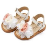 Βαπτιστικά Δερμάτινα Πέδιλα BABYWALKER Εκρού-Ροζ-Λευκό BW4860