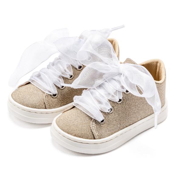 Βαπτιστικά Υφασμάτινα Sneakers BABYWALKER Πλατίνα BW4864