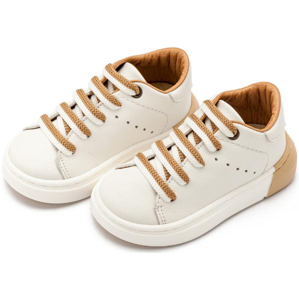Παπούτσια Βαπτιστικά Δερμάτινα Sneakers BABYWALKER Λευκό-Μπεζ EXC5294