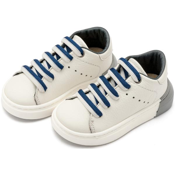 Παπούτσια Βαπτιστικά Δερμάτινα Sneakers BABYWALKER Λευκό-Μπλε EXC5294