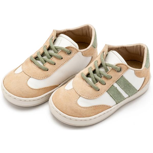 Παπούτσια Βαπτιστικά Δερμάτινα Sneakers BABYWALKER Λευκό-Μπεζ-Μέντα EXC5296