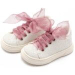 Βαπτιστικά Υφασμάτινα Sneakers BABYWALKER Λευκό-Ροζ Αντικέ EXC5871