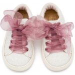 Βαπτιστικά Υφασμάτινα Sneakers BABYWALKER Λευκό-Ροζ Αντικέ EXC5871