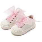 Βαπτιστικά Υφασμάτινα Sneakers BABYWALKER Λευκό-Ροζ EXC5871