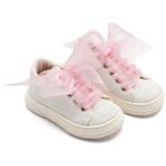 Βαπτιστικά Υφασμάτινα Sneakers BABYWALKER Λευκό-Ροζ EXC5871