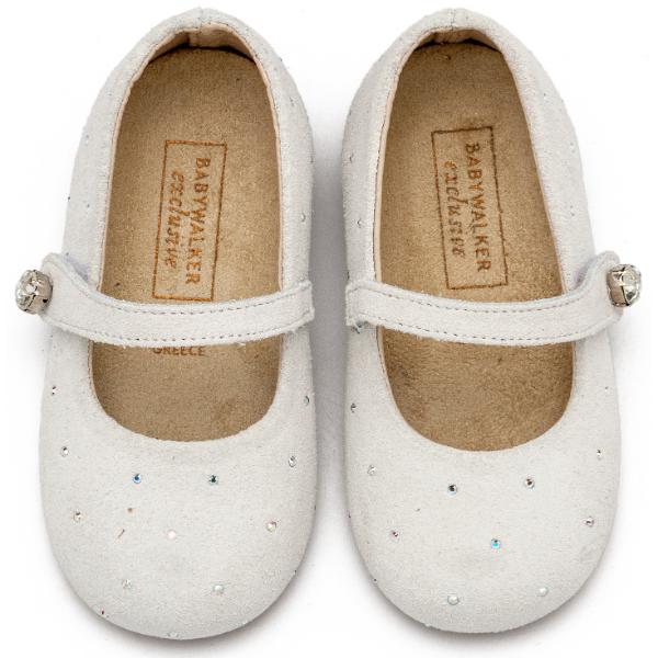 Βαπτιστικές Suede Μπαλαρίνες BABYWALKER Λευκό Πάγου LU6009